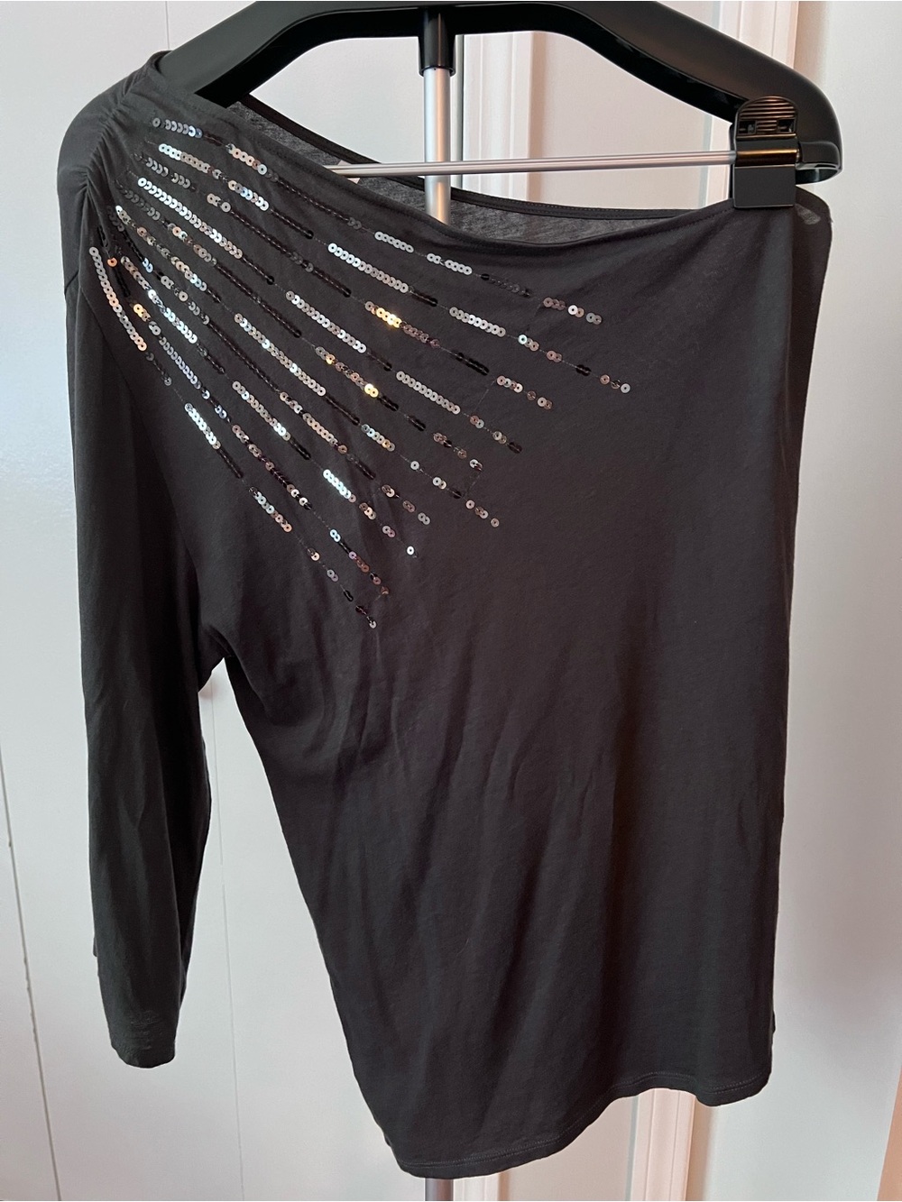 Victoria’s Secret Dark Gray Sequin One-Shoulder Women’s Top